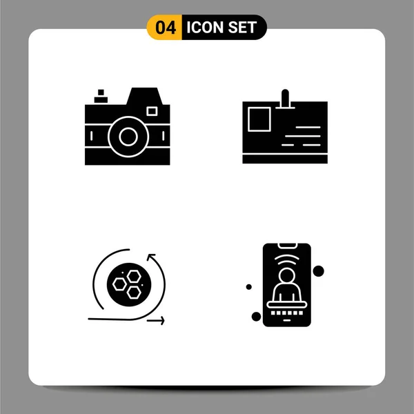 User Interface Solid Glyph Pack Modern Signs Symbols Camera Api — Stock Vector