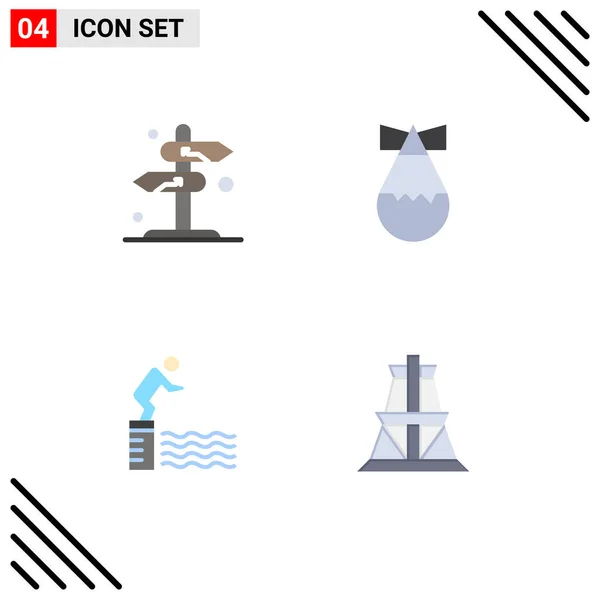 Set Commercial Flat Icons Pack Board Jump Checkmark Military Pool — Archivo Imágenes Vectoriales