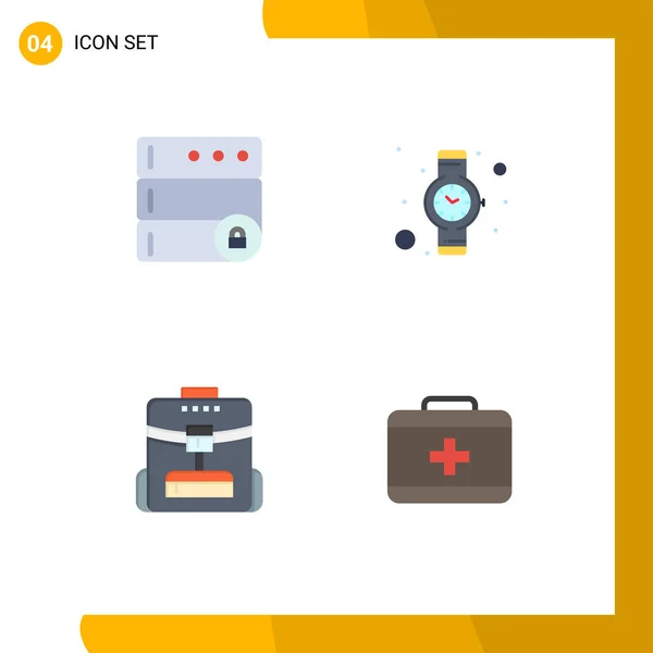 Conjunto Moderno Iconos Volantes Pictografía Base Datos Servicio Reloj Manual — Vector de stock