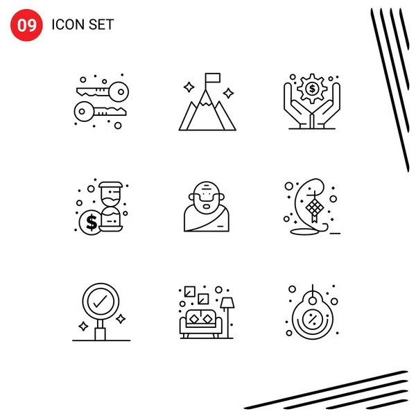 Vector Stock Icon Pack Líneas Señales Símbolos Para Decoración Mitología — Vector de stock