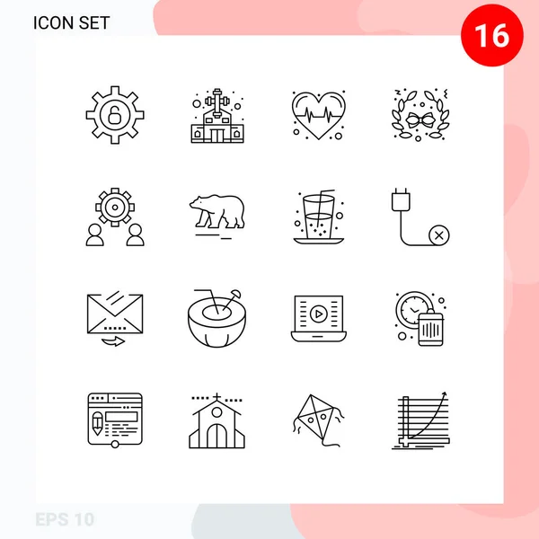 Set Modern Icons Sysymbols Signs User Preference Heart Employees Decoration — Vector de stock