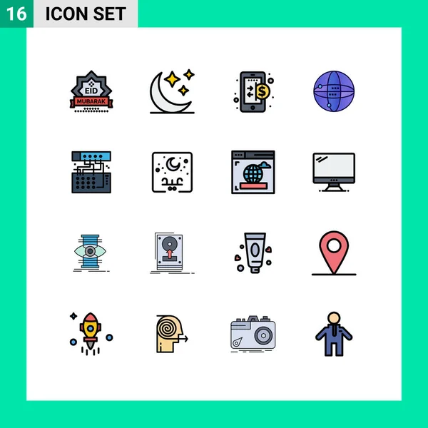 Conjunto Icones Modernos Símbolos Sinais Para Conexão Globo Negócios Computação — Vetor de Stock