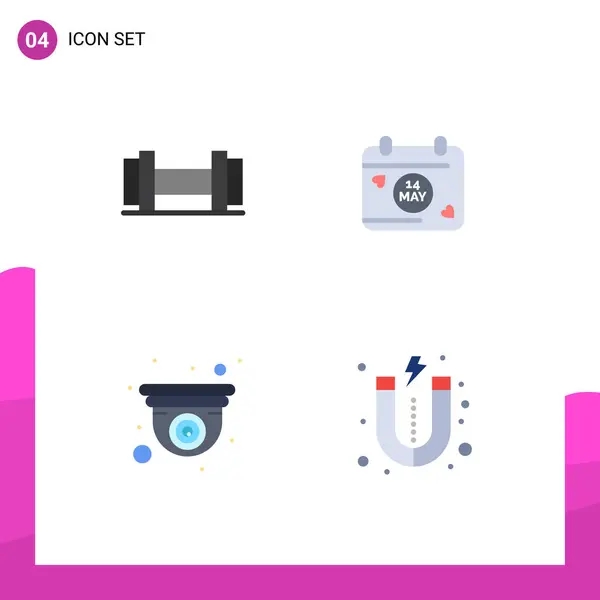 Pictogram Set Simple Flat Icons Dumbbells Lead Date Camera Market — 스톡 벡터