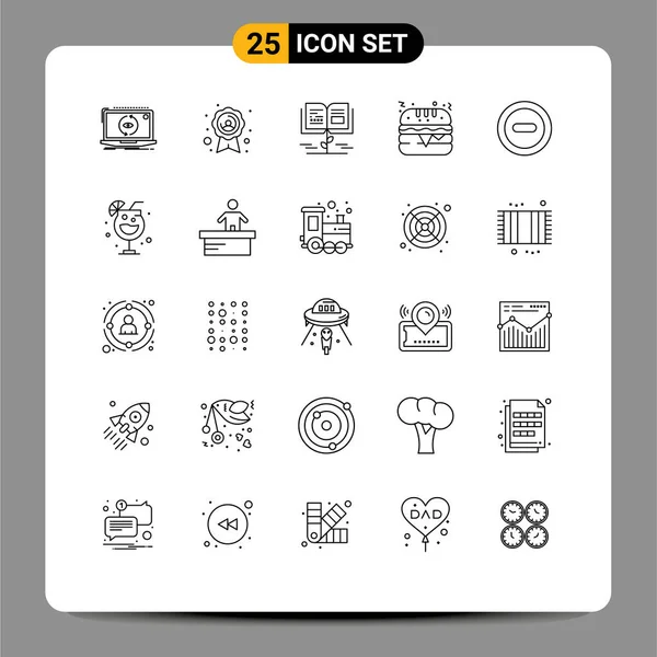 Creative Icons Modern Signs Sysymbols Remove Media Growth Burger Fast — Vector de stock