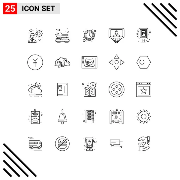 Universal Icon Symbols Group Modern Lines Sign Car Timer Login — Stock Vector