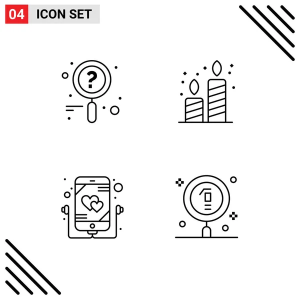 Conjunto Icones Modernos Símbolos Sinais Para Notícias Móveis Aniversário Festa —  Vetores de Stock
