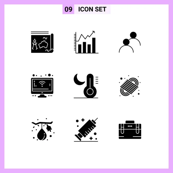 Universal Icon Symbols Group Modern Solid Glyphen Moon Wifi Chart — Stockvektor
