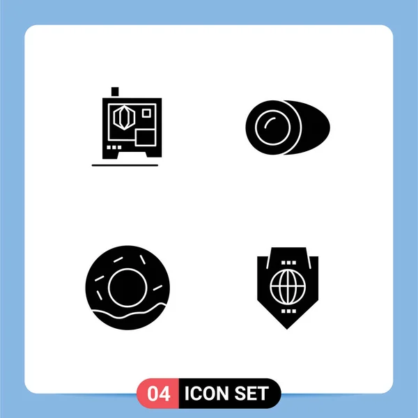 Universal Icon Symbols Group Modern Solid Glyphs Printer Food Coconut — Stockový vektor