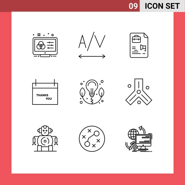 Vector Icon Pack Line Signs Symbols Power Energy Document Thanks — 스톡 벡터