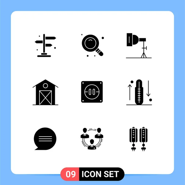 Conjunto Icones Modernos Símbolos Sinais Para Tomada Elétrica Fotografia Ação — Vetor de Stock