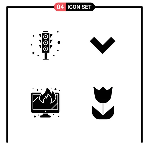 Pictogram Set Simple Solid Glyphs Signal Lost Traffic Signal Back — 스톡 벡터