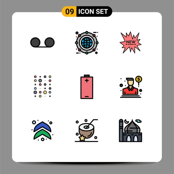 Pictogram Set Simple Filledline Flat Colors Electric Scince Ecommerce Instructure — 스톡 벡터