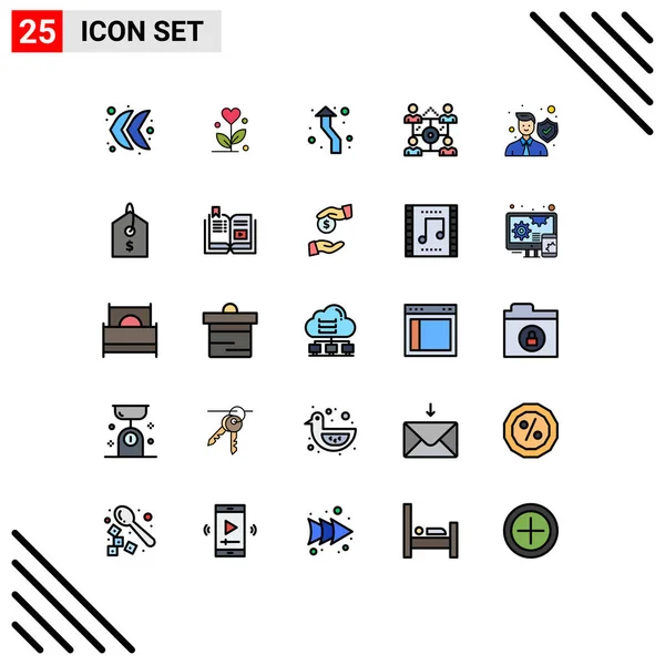 Universal Icon Symbolen Groep Van Moderne Gevulde Lijn Vlakke Kleuren — Stockvector