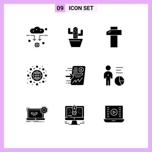 Thematic Vector Solid Glyphs Editable Symbols Report File Carpentry Seo — 스톡 벡터