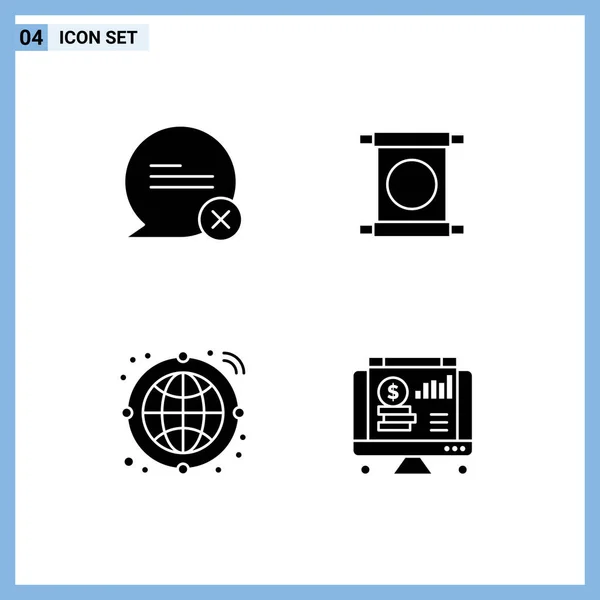 Thematic Vector Solid Glyphs Editable Symbols Chat Internet Interaction China — Stock Vector