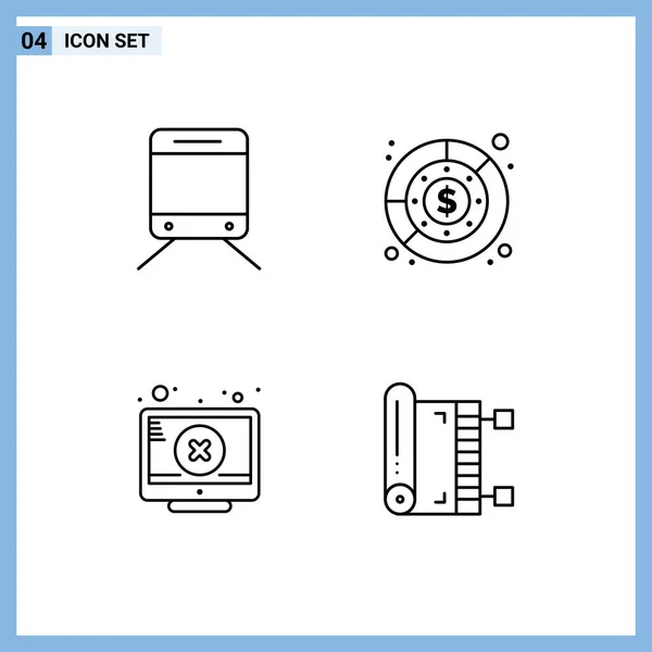 Modern Set Filledline Flat Colors Pictograph Regular Close Budget Profit — Stock Vector