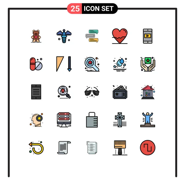 Stock Vector Icon Pack Line Signs Symbols Science Heart Chat — Stock Vector