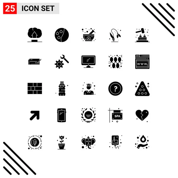 Mobile Interface Solid Glyph Set Pictograms Check Game Medicine Whack — Stockový vektor