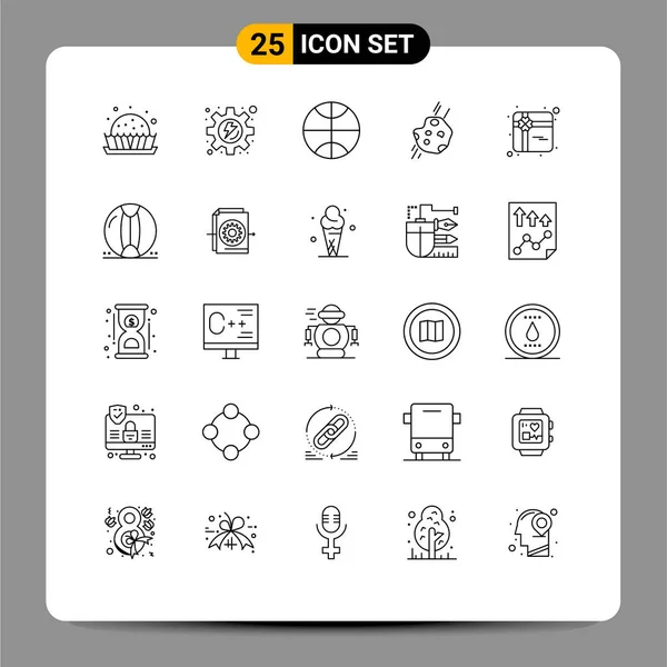 Set Modern Icons Sysymbols Signs Ball Shopping Sport Gift Space — Vector de stock