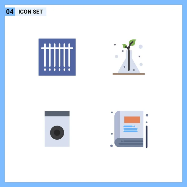 Flat Icon Pack Universal Symbols Barcode Book Science Appliances Education — Stock Vector