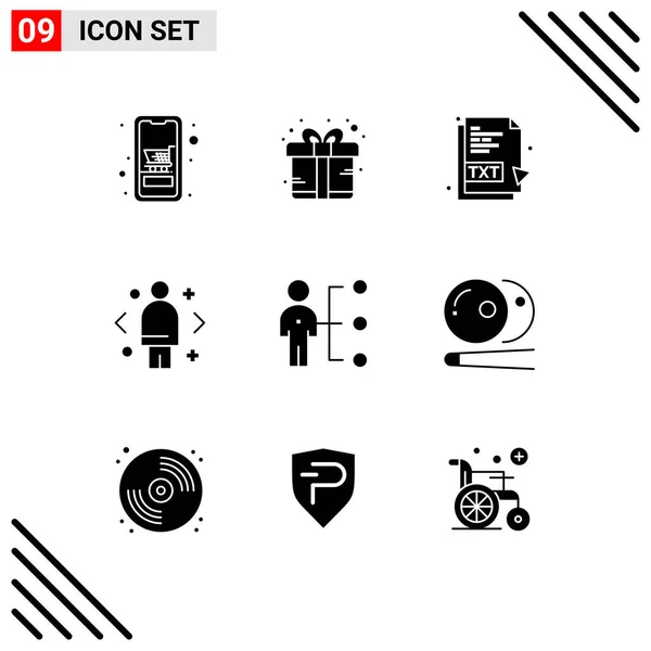 Mobile Interface Solid Gyph Set Pictograms Marketing Decision Present Compare — Vector de stock