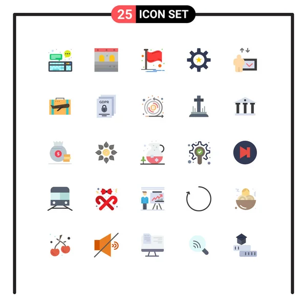 Flat Color Pack Símbolos Universais Educação Recursos País Gestão Editable —  Vetores de Stock