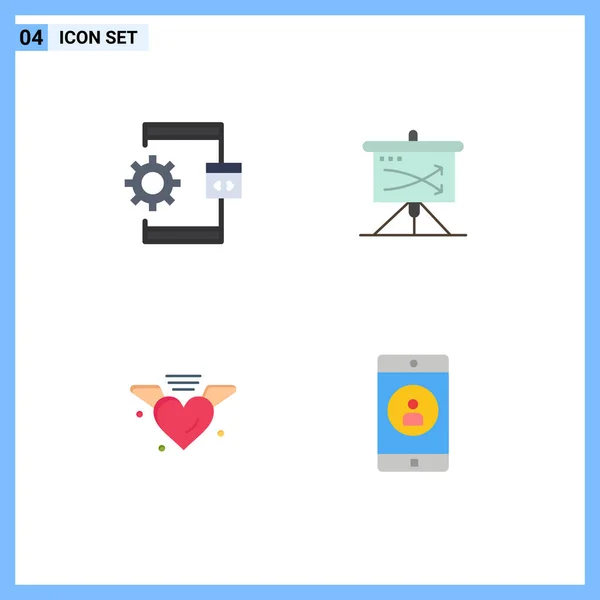 Set Modern Icons Sysymbols Signs App Graph Development Business Love — Vector de stock