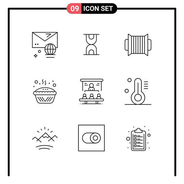 Set Modern Icons Sysymbols Signs Market Share Tin Audio Pie — Archivo Imágenes Vectoriales