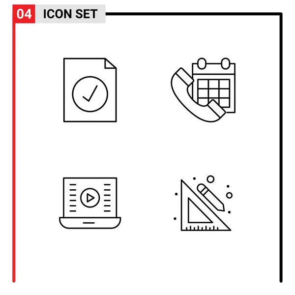 Modernes Set Von Filledline Flache Farben Piktograph Von Kompletten Media — Stockvektor