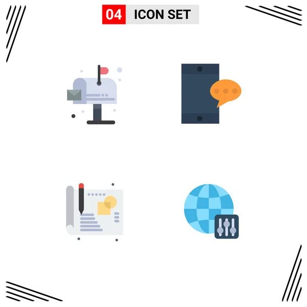 Piso Icon Pack Símbolos Universales Ciudad Boceto Buzón Celda Configuración — Vector de stock