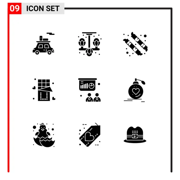 Interface Utilisateur Paquet Glyphes Solides Base Entraînement Conférence Camping Doux — Image vectorielle