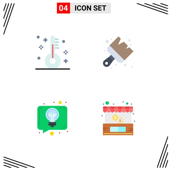 Set Commercial Flat Icons Pack Christmas Discussion Thermometer Paint Talk — Stock Vector