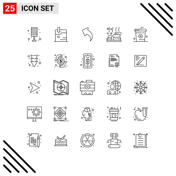 Vector Icon Pack Line Signs Symbols Drinks Coke Arrow Wealness — 스톡 벡터