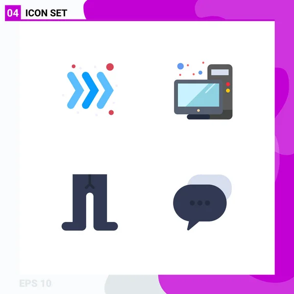 Set Commercial Flat Icons Pack Arrow Tights Computer Monitor Conversation — Stock Vector