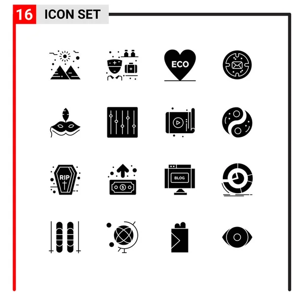 Universal Icon Symbols Group Modern Solid Glyphen Venetian Mask Heart — Stockvektor