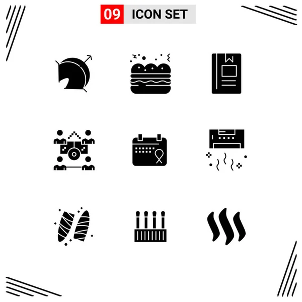 Universal Icon Symbols Group Modern Solid Glyphs Calendar People Book — Stock Vector