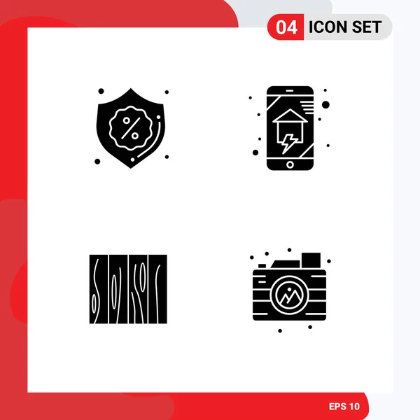 Conjunto Icones Modernos Símbolos Sinais Para Segurança Azulejo Venda Rede —  Vetores de Stock