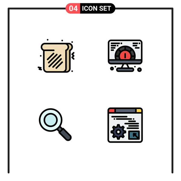 Set Modern Icons Sysymbols Signs Toast Find Speed Serving Digital — Vector de stock