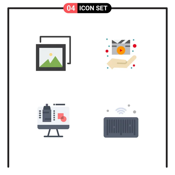 Flat Icon Concept Websites Mobile Apps Album Screen Director Media — Stock Vector