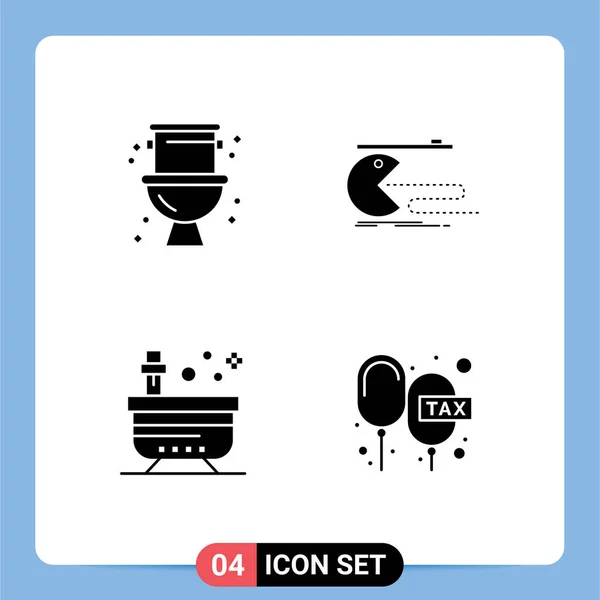 User Interface Pack Basic Solid Glyphs Mechanical Bath System Game — Stockový vektor