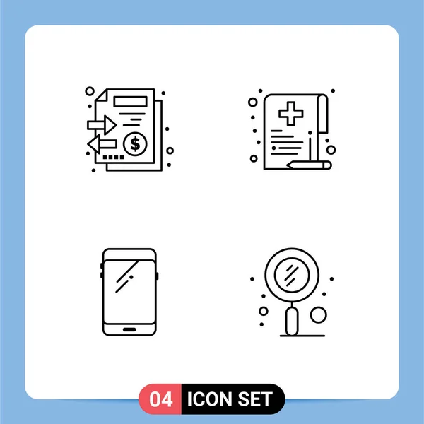 Creative Icons Modern Signs Sysymbols Documents Phone Money Hospital Mobile — Archivo Imágenes Vectoriales