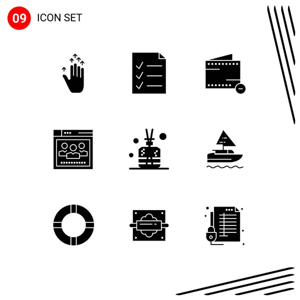 Set Vector Solid Glyphs Grid Spa Stick Menos Aroma Web — Vector de stock