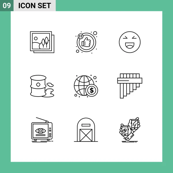 Stock Vector Icon Pack Líneas Símbolos Para Finanzas Negocios Emoji — Archivo Imágenes Vectoriales