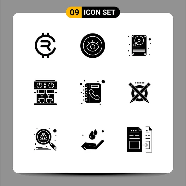 Stock Vector Icon Pack Line Signs Symbols Directory Drink Data — 스톡 벡터