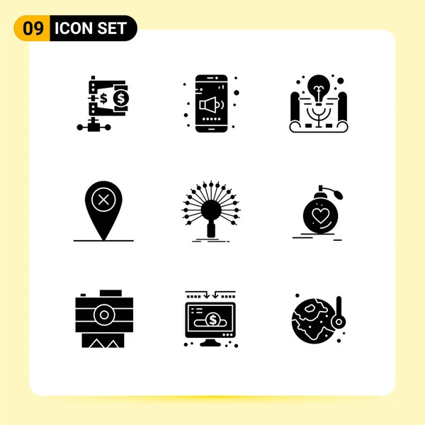 Universal Icon Symbols Group Modern Solid Glyphen Information Location Volume — Stockvektor