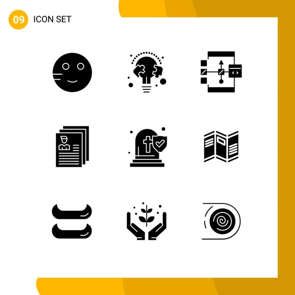 Thematic Vector Solid Glyphs Editable Symbols Files Document Bulb Account — Stock Vector