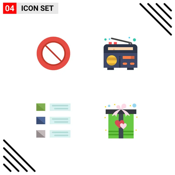 Símbolo Universal Flat Icon Signos Prohibición Listado Frecuencia Diseño Caja — Vector de stock