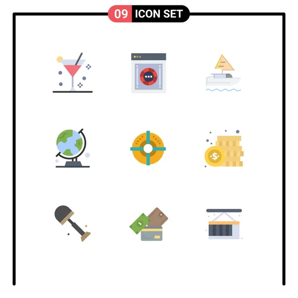 国家可编辑矢量设计元素9个基本平面颜色的用户界面包 — 图库矢量图片