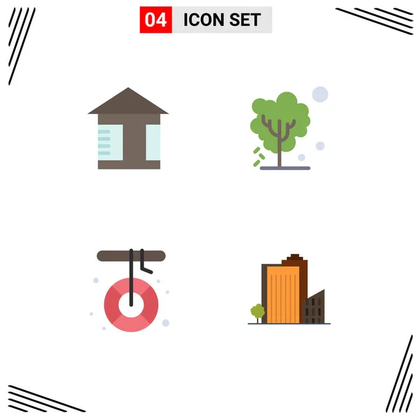 Conjunto Icones Modernos Símbolos Sinais Para Publicidade Camping Seco Árvore —  Vetores de Stock