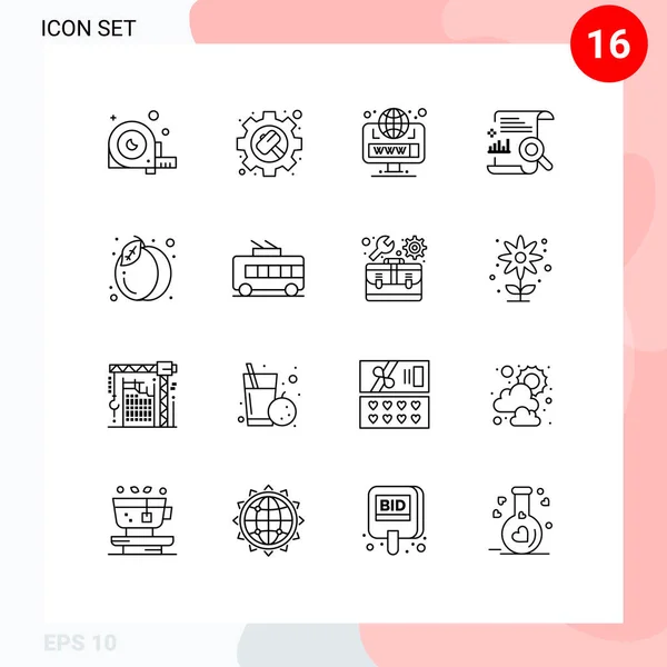 Set Vector Vector Outlines Grid Report File Settings Content Web — Stock Vector